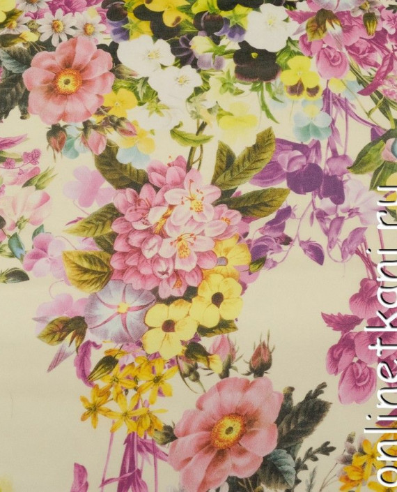 Ткань Шифон Набивной 0389 цвет разноцветный цветочный картинка 1
