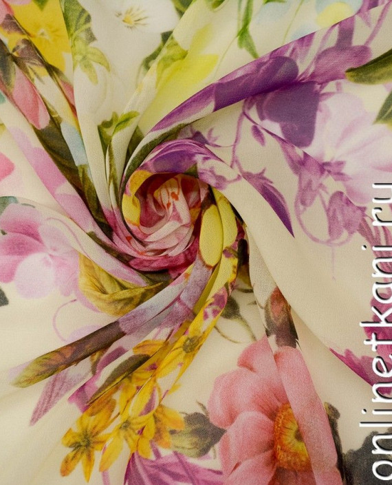 Ткань Шифон Набивной 0389 цвет разноцветный цветочный картинка