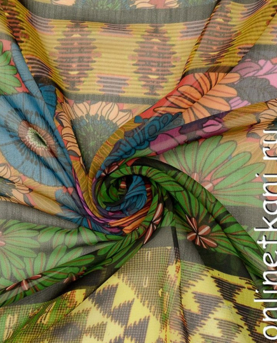 Ткань Шифон Набивной 0387 цвет разноцветный абстрактный картинка