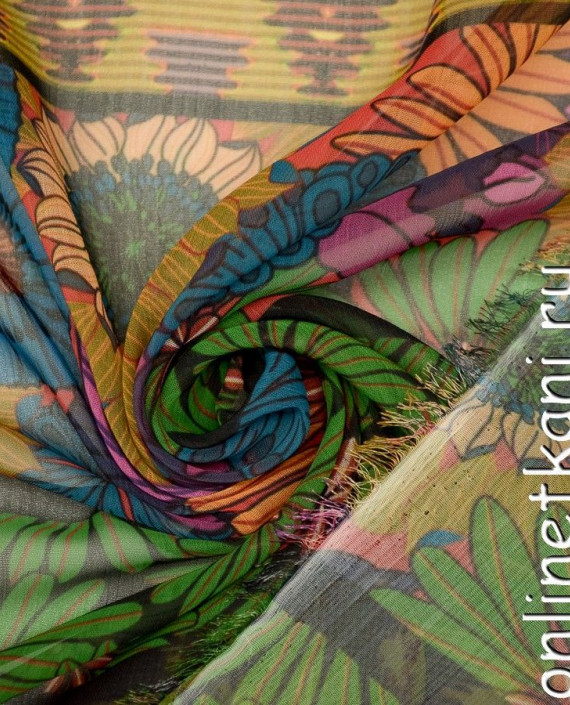 Ткань Шифон Набивной 0387 цвет разноцветный абстрактный картинка 1