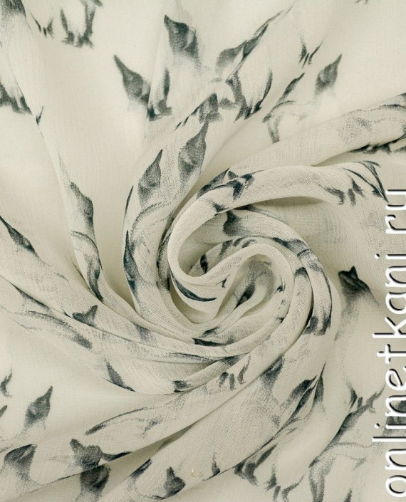 Ткань Шифон Набивной 0381 цвет бежевый абстрактный картинка