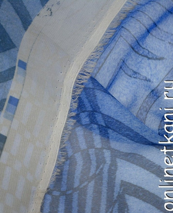 Ткань Шифон Набивной 0380 цвет синий в полоску картинка 1