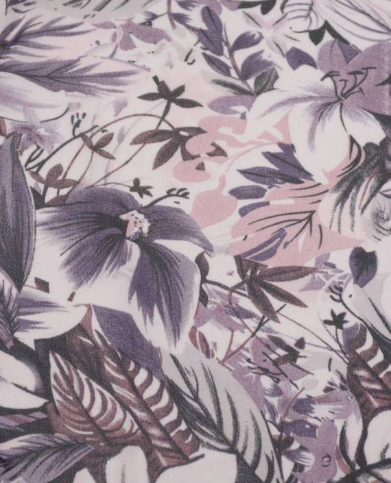Ткань Шифон Принт 0416 цвет сиреневый цветочный картинка