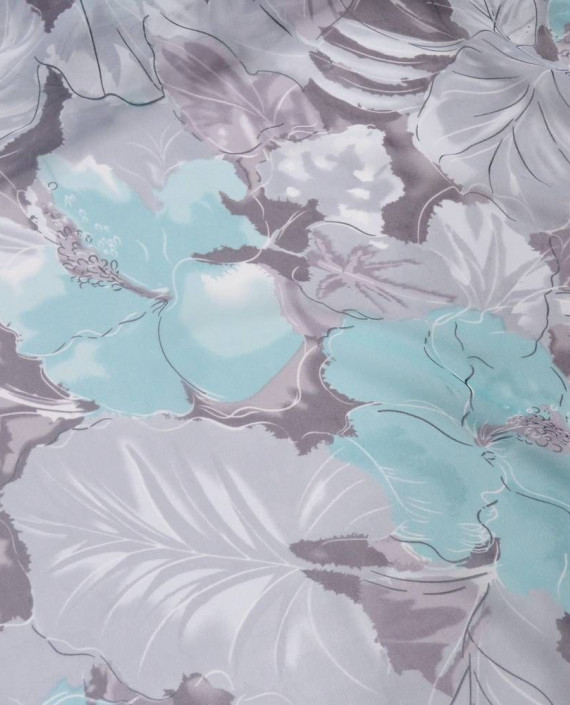 Ткань Шифон Принт 0418 цвет серый цветочный картинка