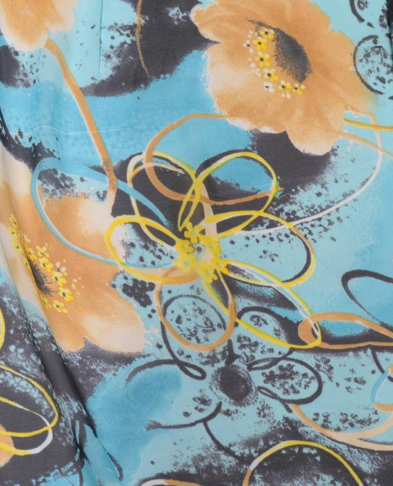 Ткань Шифон Принт 0421 цвет голубой цветочный картинка