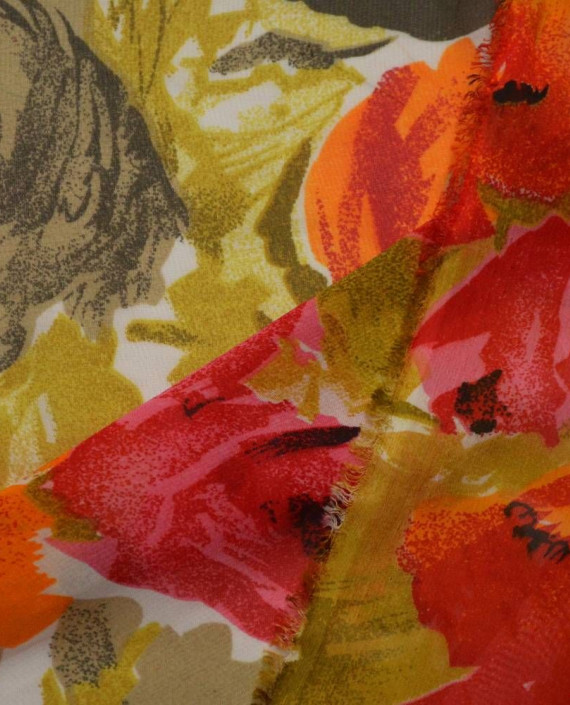 Ткань Шифон Принт 0423 цвет разноцветный цветочный картинка 1