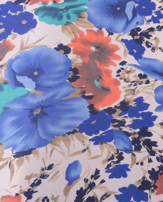 Ткань Шифон Принт 0424 цвет синий цветочный картинка