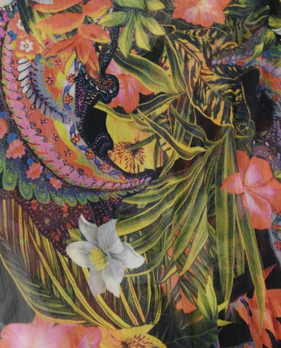 Ткань Шифон Принтованный 0430 цвет разноцветный цветочный картинка 2
