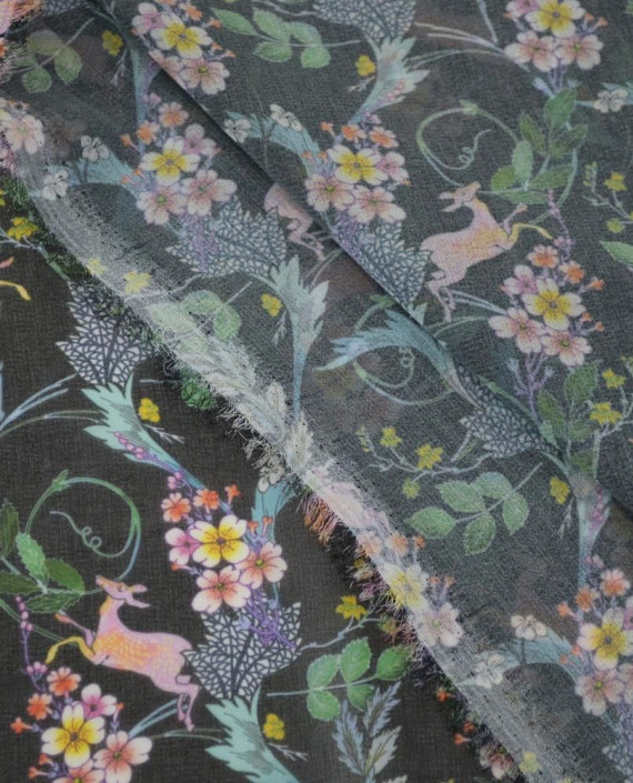 Последний отрез-3.4м Ткань Шифон Принтованный 10435 цвет разноцветный цветочный картинка 2