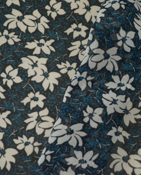 Ткань Шифон Принт 0437 цвет синий цветочный картинка 2