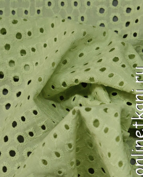 Ткань Шитье 0035 цвет зеленый в горошек картинка 1