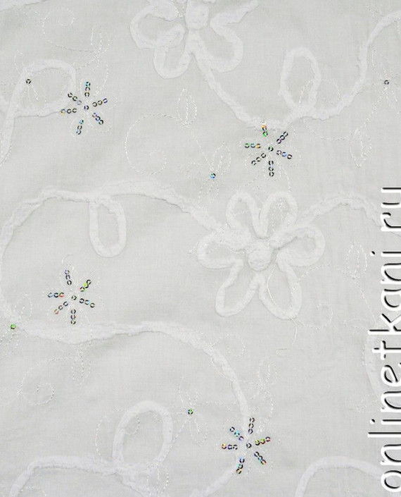 Ткань Шитье  0047 цвет белый цветочный картинка