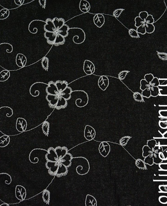 Ткань Шитье  0050 цвет черный цветочный картинка