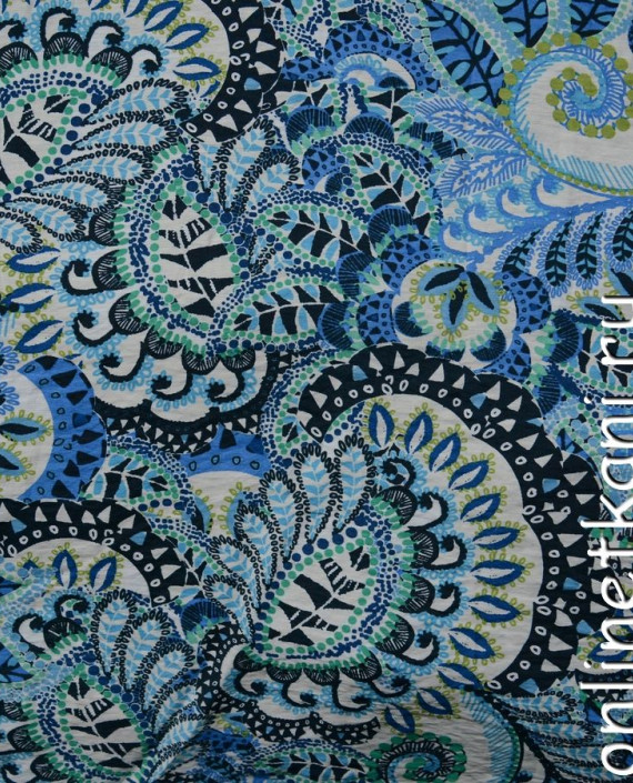 Ткань Штапель 065 цвет голубой абстрактный картинка