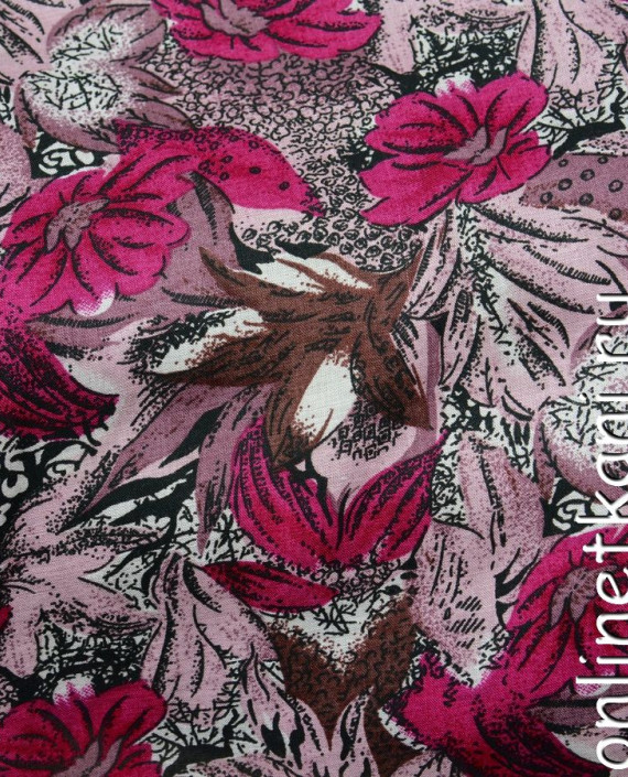 Ткань Штапель 072 цвет розовый цветочный картинка