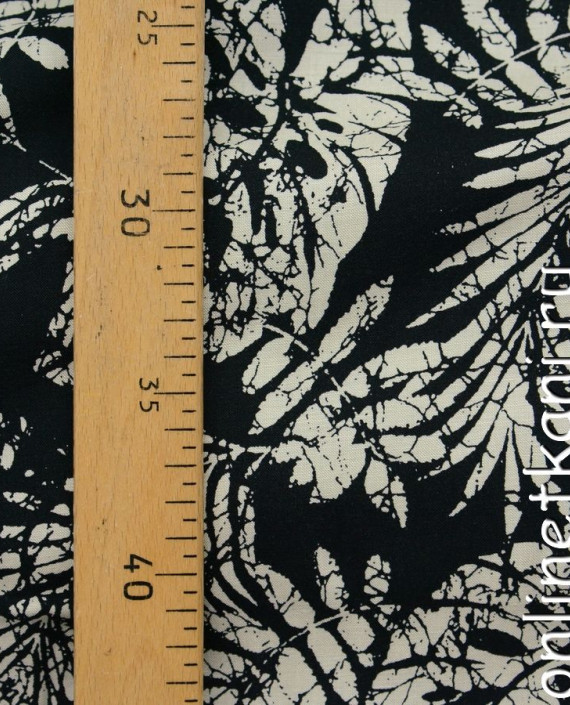 Ткань Штапель 073 цвет черный абстрактный картинка 1