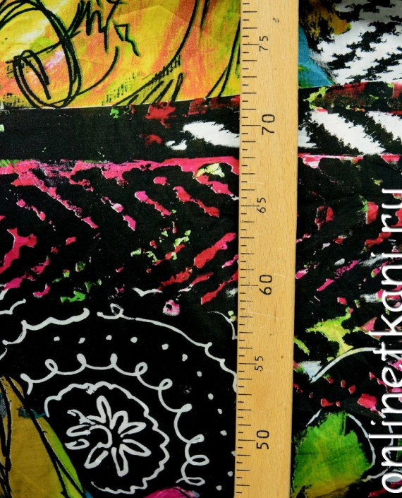 Ткань Штапель 074 цвет разноцветный абстрактный картинка 1