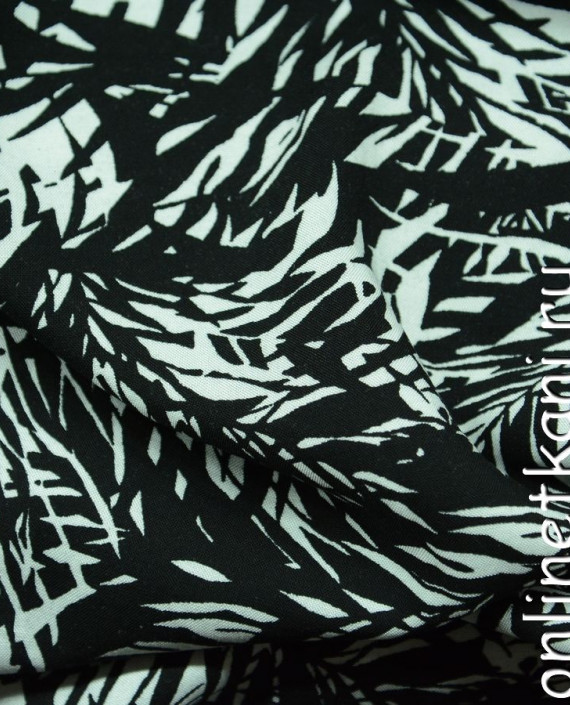 Ткань Штапель 075 цвет черный абстрактный картинка 2