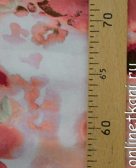 Ткань Штапель 076 цвет розовый цветочный картинка 1