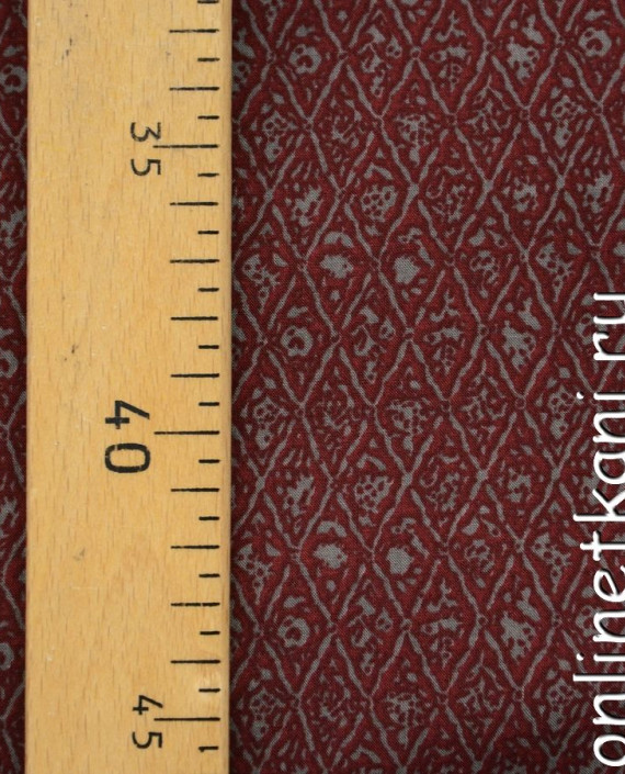 Ткань Штапель 082 цвет бордовый геометрический картинка 1