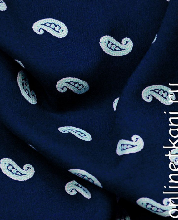 Ткань Штапель 112 цвет синий абстрактный картинка 2