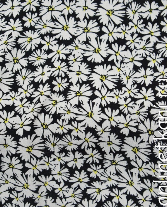 Ткань Штапель 118 цвет белый цветочный картинка
