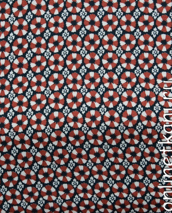 Ткань Штапель 129 цвет бордовый геометрический картинка