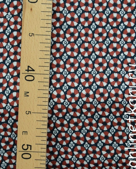 Ткань Штапель 129 цвет бордовый геометрический картинка 1