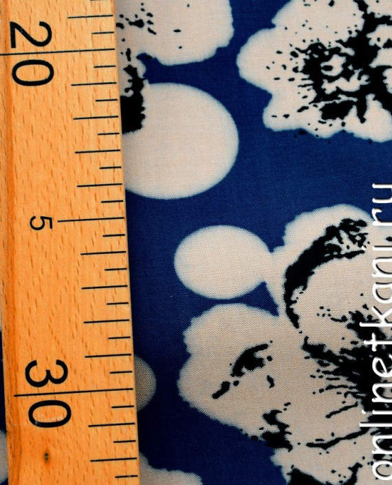 Ткань Штапель 131 цвет синий цветочный картинка 1