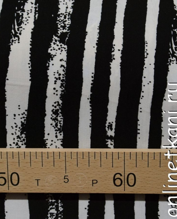 Ткань Штапель 137 цвет черный в полоску картинка 2