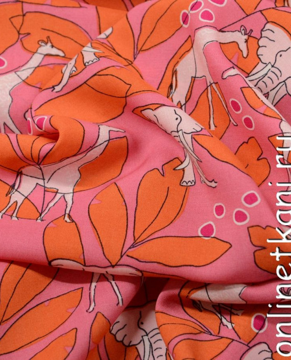 Ткань Штапель 141 цвет розовый абстрактный картинка 2