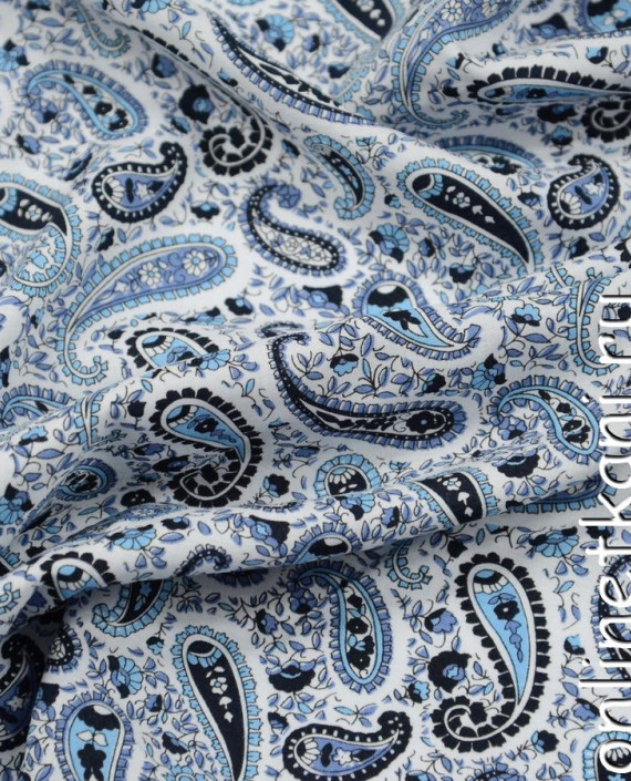 Ткань Штапель 148 цвет голубой абстрактный картинка 2