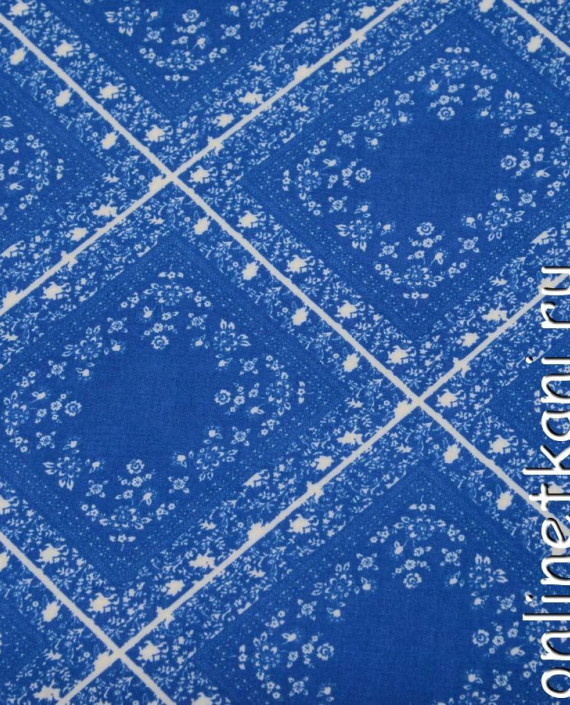 Ткань Штапель 150 цвет голубой геометрический картинка