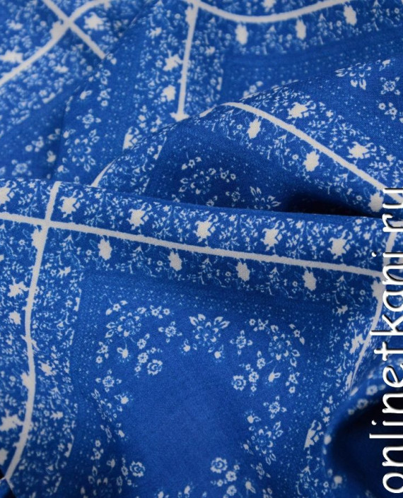Ткань Штапель 150 цвет голубой геометрический картинка 2
