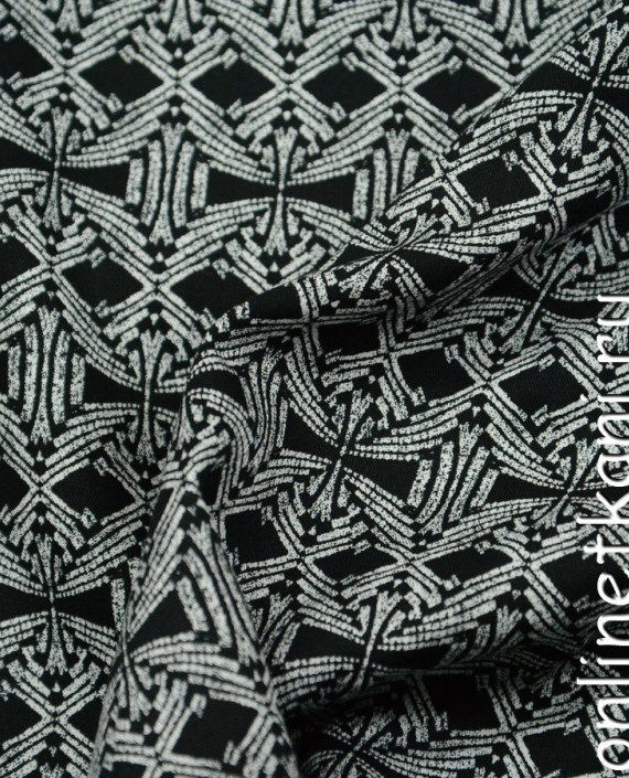 Ткань Штапель 153 цвет черный абстрактный картинка 2