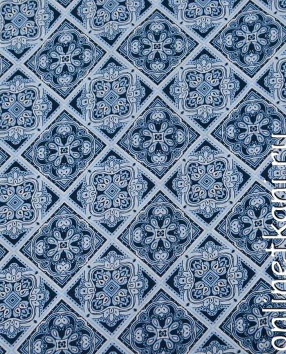Ткань Штапель 162 цвет синий абстрактный картинка