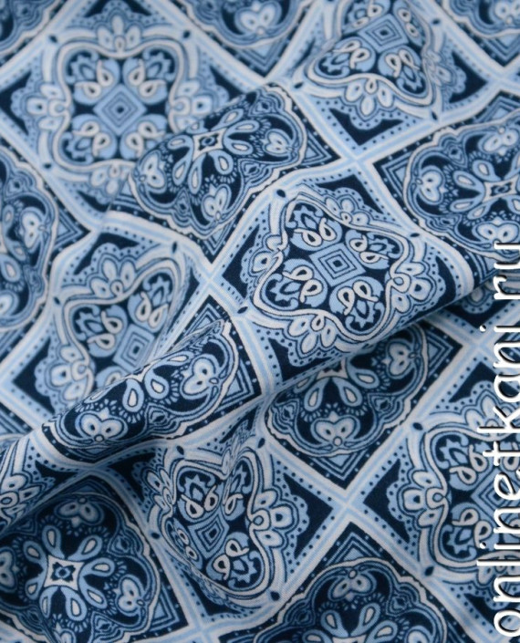 Ткань Штапель 162 цвет синий абстрактный картинка 2