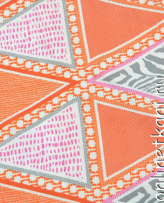 Ткань Штапель 164 цвет оранжевый геометрический картинка