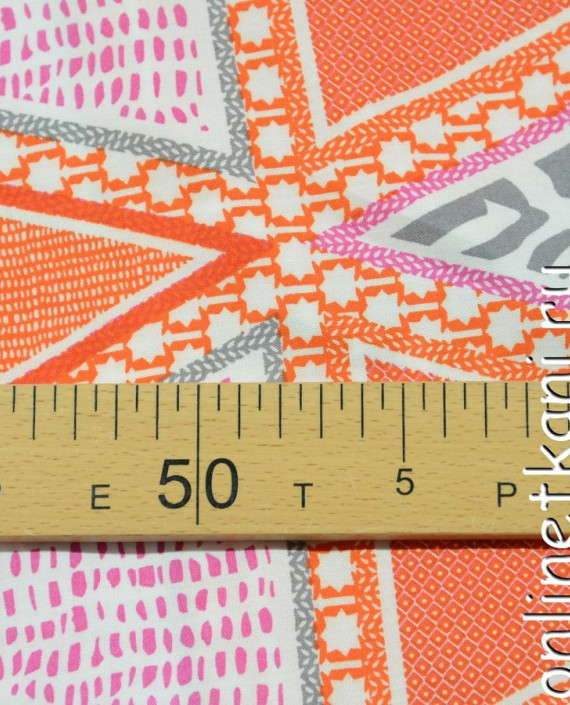 Ткань Штапель 164 цвет оранжевый геометрический картинка 1