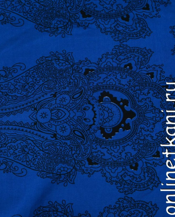 Ткань Штапель 176 цвет синий абстрактный картинка