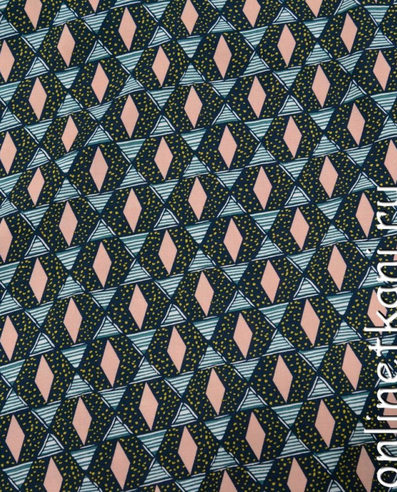 Ткань Штапель 184 цвет синий геометрический картинка