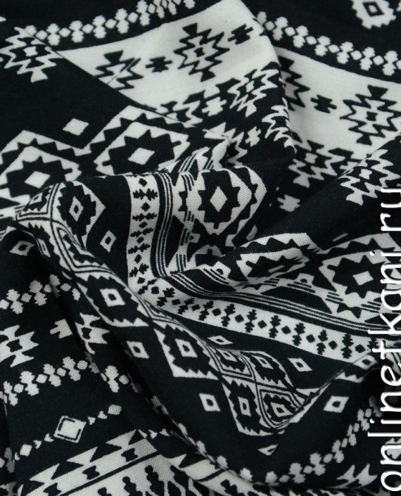 Ткань Штапель 188 цвет черный абстрактный картинка 2