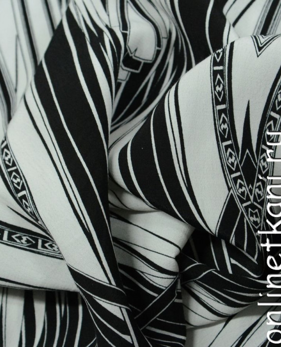 Ткань Штапель 190 цвет черный абстрактный картинка 2