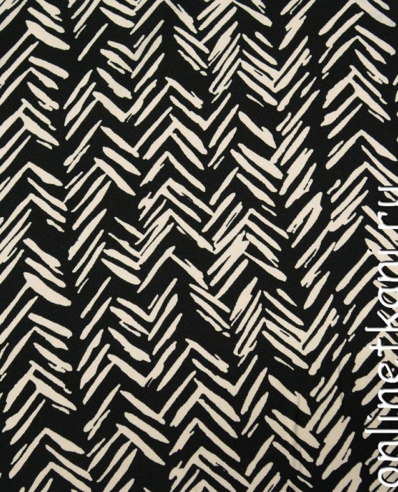Ткань Штапель 191 цвет черный геометрический картинка