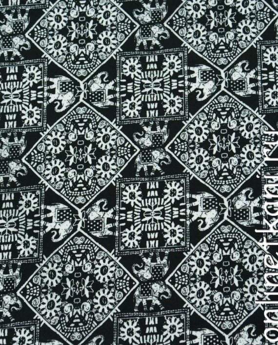 Ткань Штапель 193 цвет черный абстрактный картинка