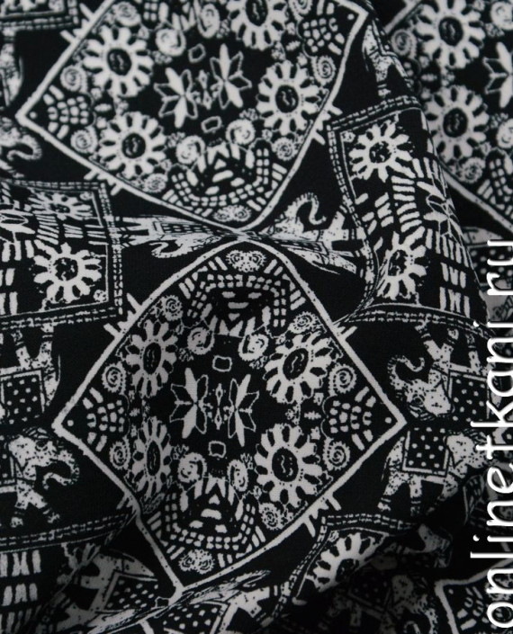 Ткань Штапель 193 цвет черный абстрактный картинка 2