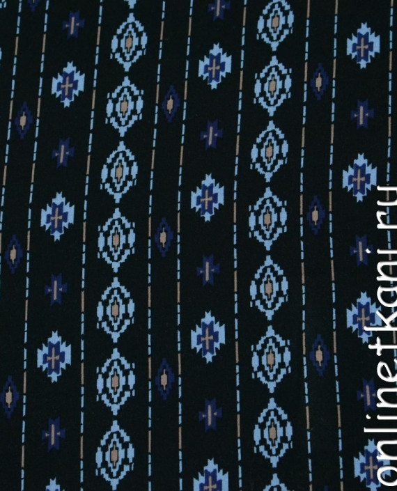 Ткань Штапель 203 цвет синий абстрактный картинка