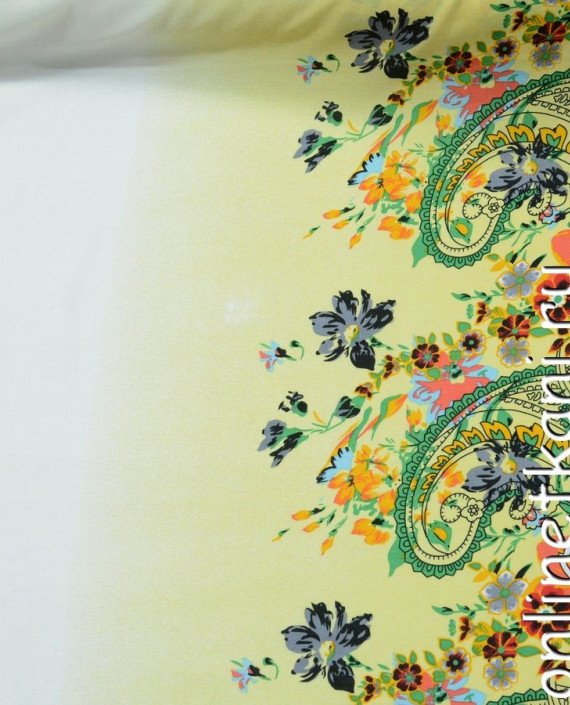 Ткань Штапель 206 цвет айвори цветочный картинка