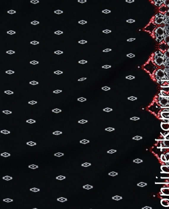 Ткань Штапель 210 цвет черный геометрический картинка