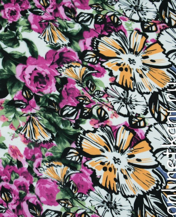Ткань Штапель Купон 224 цвет разноцветный цветочный картинка